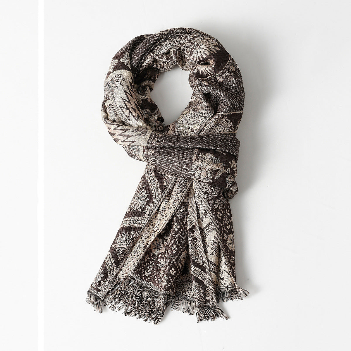 Men's Jacquard Tassel Scarf